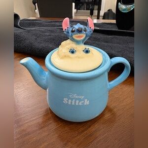 Disney Lilo & Stitch Teapot With Strainer Light Blue 3D Stitch Top Porcelain